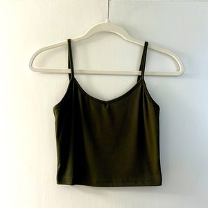Green ribbed cropped tank top. Size: Small. Brand. Shein